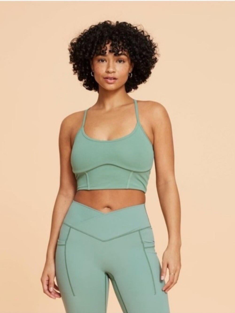 Blogilates Women's Corset Cropped Bralette Hedge Green
